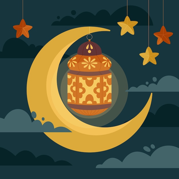 Gratis vector platte ramadan illustratie