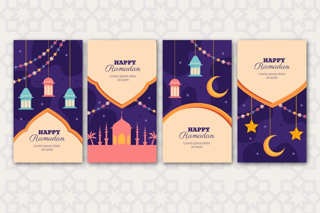 Gratis vector platte ramadan instagram verhalencollectie