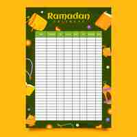 Gratis vector platte ramadan kalendersjabloon