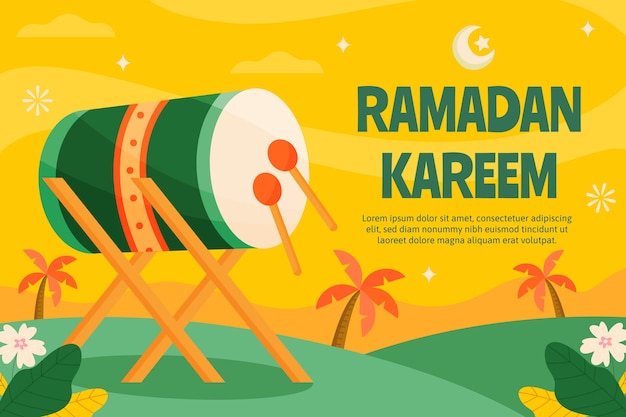 Gratis vector platte ramadan kareem achtergrond