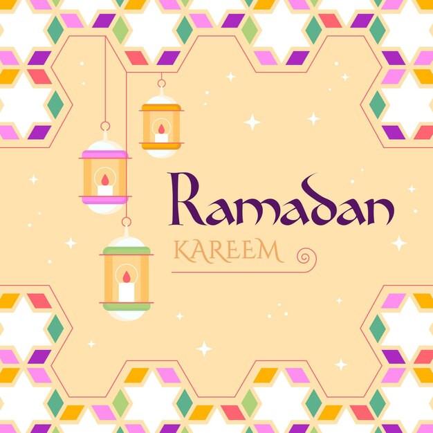 Gratis vector platte ramadan kareem illustratie