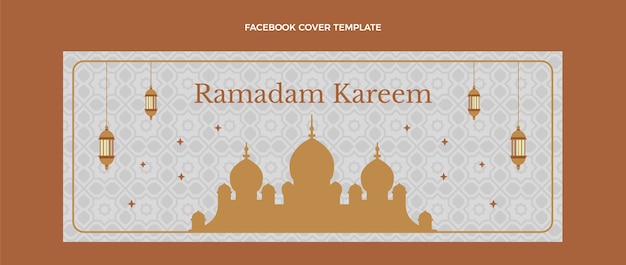 Gratis vector platte ramadan sociale media voorbladsjabloon