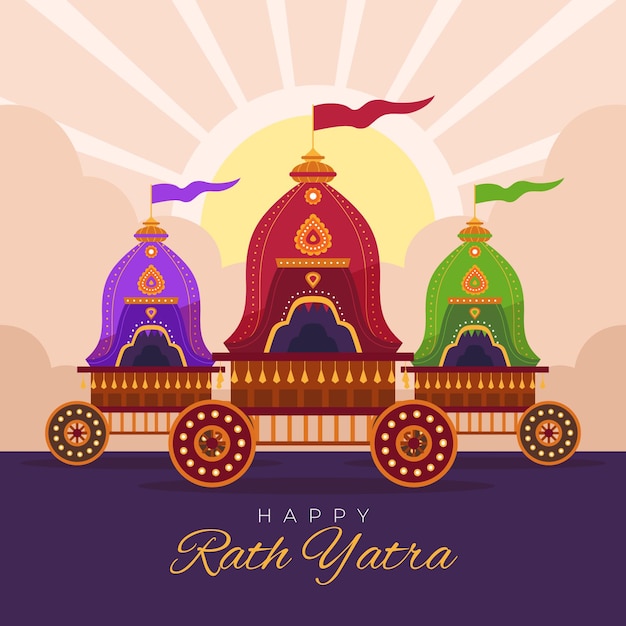 Gratis vector platte rath yatra illustratie