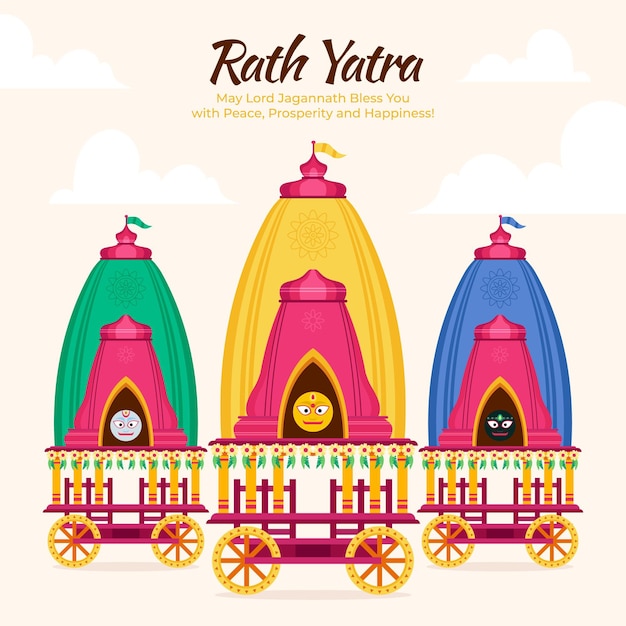 Platte rath yatra viering illustratie