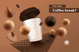 Gratis vector platte realistische koffie ontwerpsjabloon