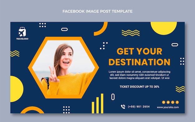 Gratis vector platte reis facebook post