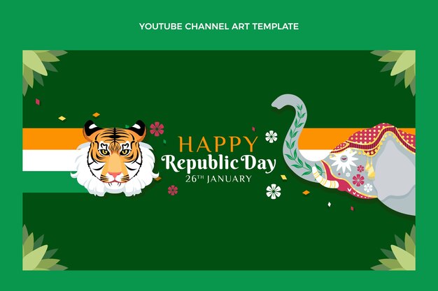 Gratis vector platte republiek dag youtube kanaalkunst