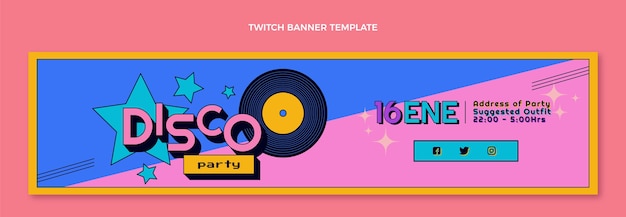 Platte retro disco party twitch banner