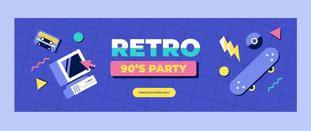 Platte retro jaren 90 party twitter header