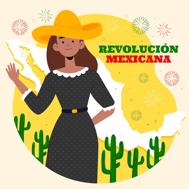 Gratis vector platte revolutie mexicana illustratie