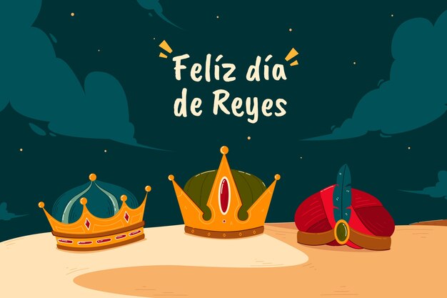 Gratis vector platte reyes magos achtergrond