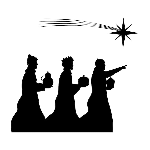 Gratis vector platte reyes magos silhouet illustratie