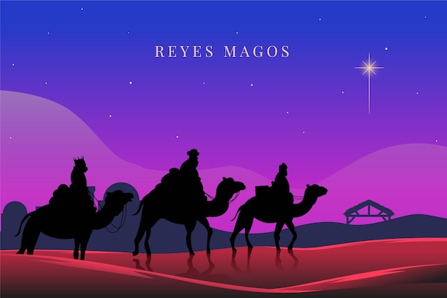 Gratis vector platte reyes magos silhouet illustratie