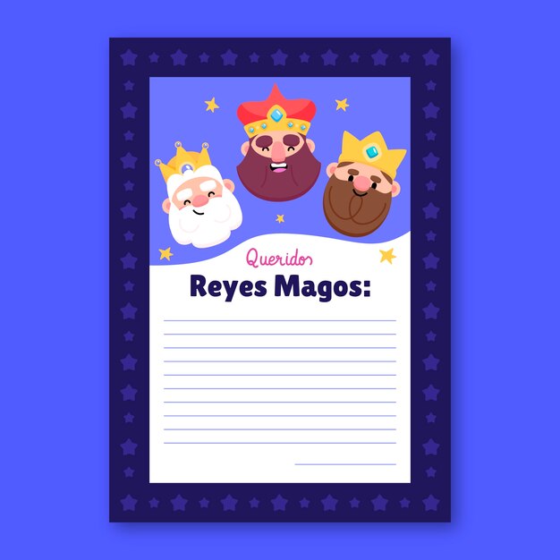 Platte reyes magos verlanglijst briefsjabloon