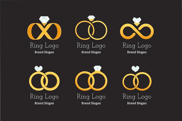 Gratis vector platte ring logo sjabloonverzameling