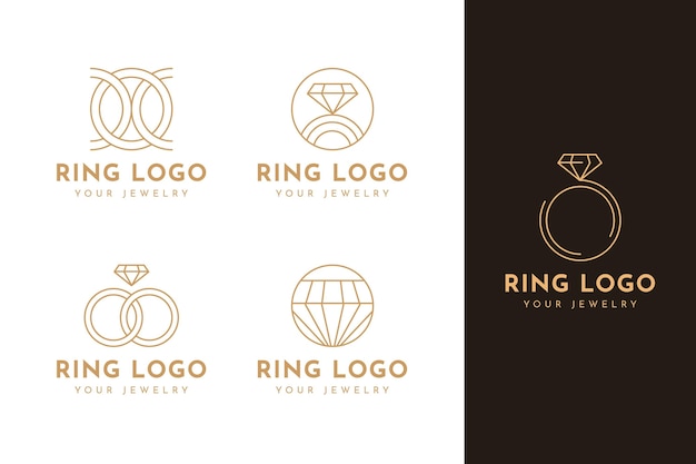 Gratis vector platte ring logo sjabloonverzameling