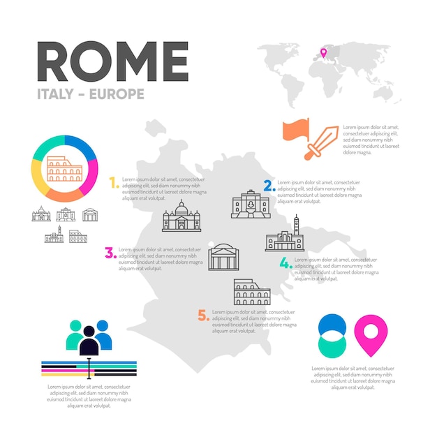 Platte rome kaart infographics