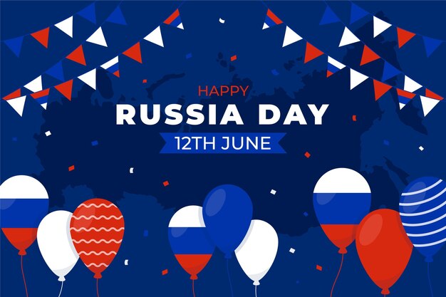 Platte Rusland dag achtergrond met ballonnen