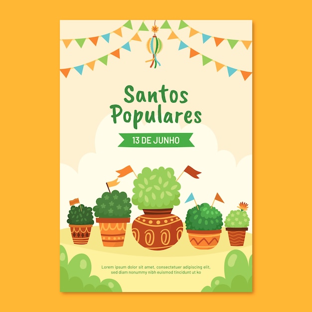 Gratis vector platte santos populares foldersjabloon