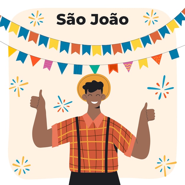 Gratis vector platte sao joao illustratie