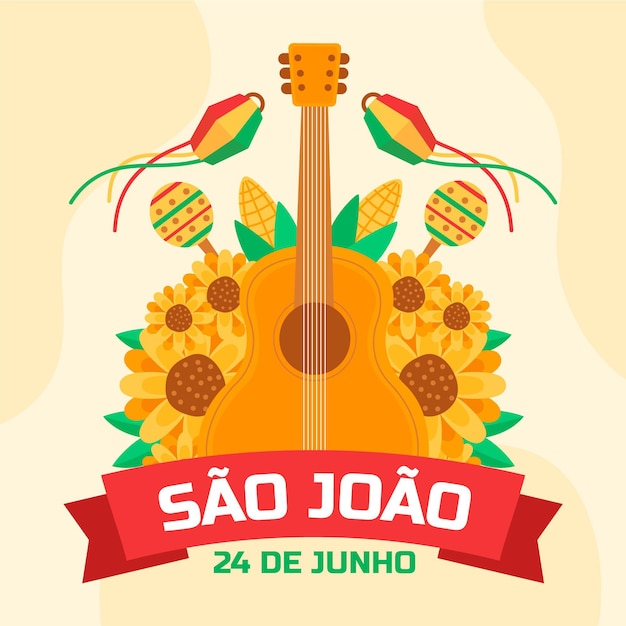 Gratis vector platte sao joao illustratie