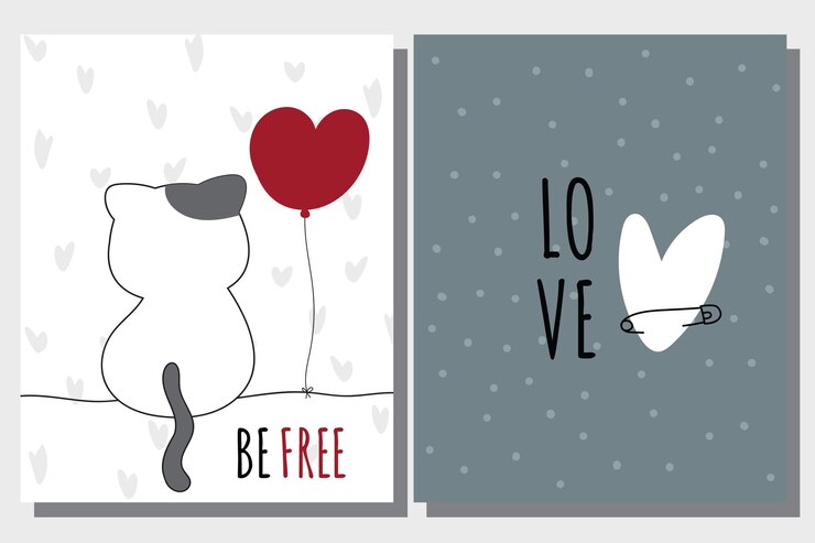 Gratis Vector platte schattige dierencollectie kat ballon illustratie voor kinderen schattige kat karakter