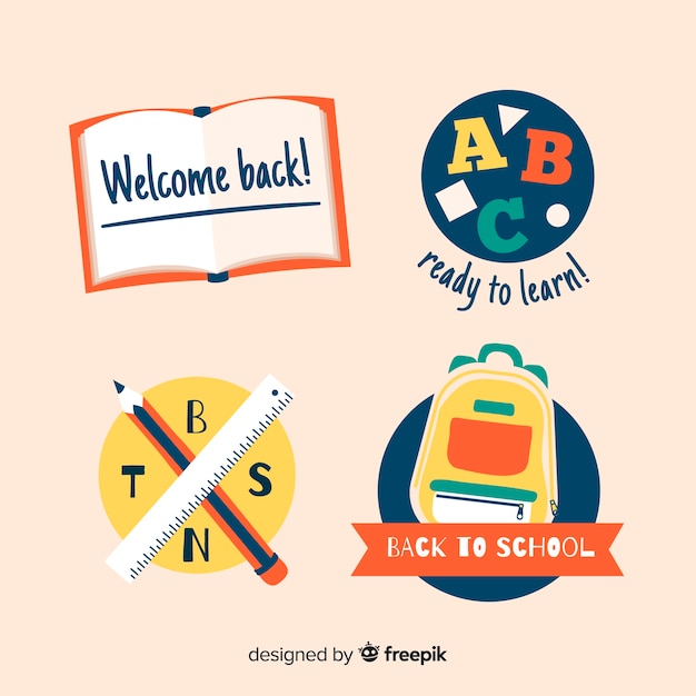 Gratis vector platte school logo sjabloonverzameling