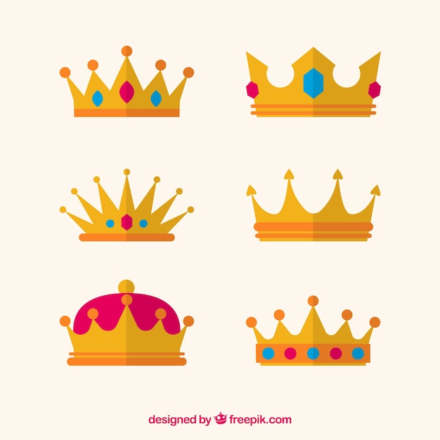 Gratis vector platte selectie van zes prinseskransen