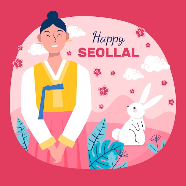 Platte seollal festival illustratie