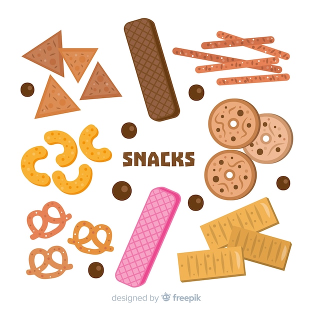 Gratis vector platte set snacks