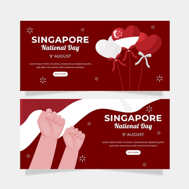 Platte singapore nationale feestdag banners set