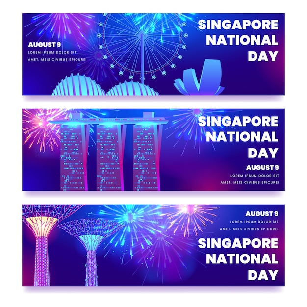 Platte singapore nationale feestdag banners set