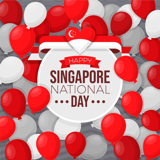 Platte singapore nationale feestdag illustratie