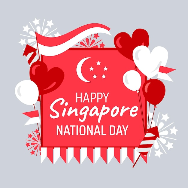 Platte singapore nationale feestdag illustratie