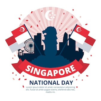 Platte singapore nationale feestdag illustratie