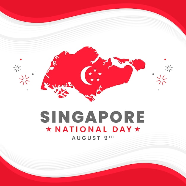 Gratis vector platte singapore nationale feestdag illustratie