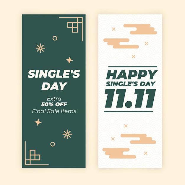 Platte single's dag verticale banners set