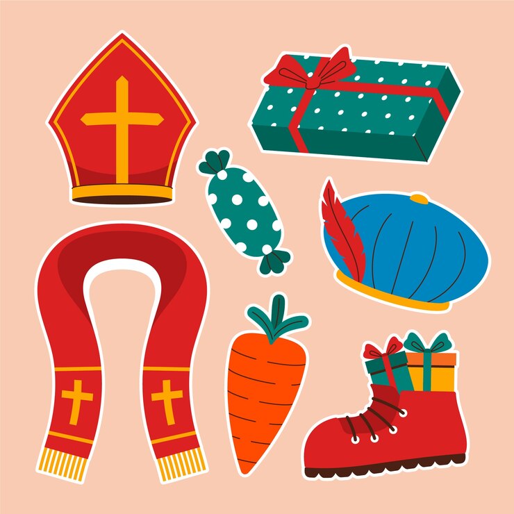 Gratis Vector platte sinterklaas design elementen collectie
