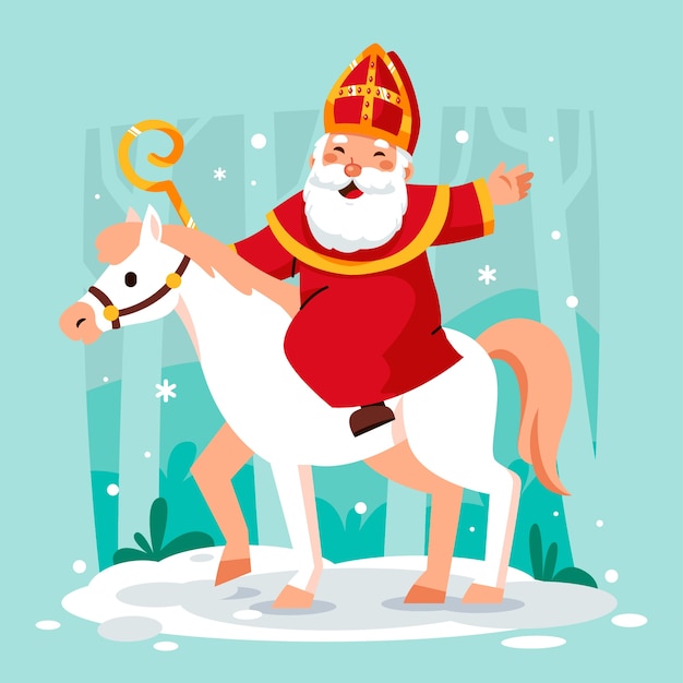 Gratis vector platte sinterklaas illustratie