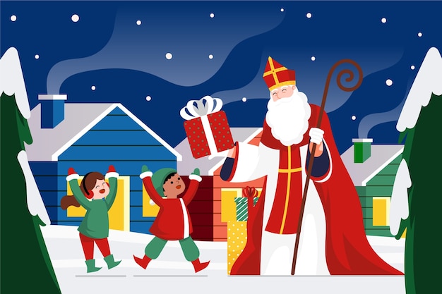 Gratis vector platte sinterklaasachtergrond