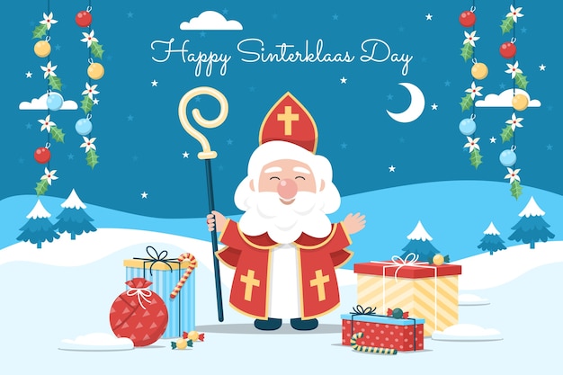 Gratis vector platte sinterklaasachtergrond