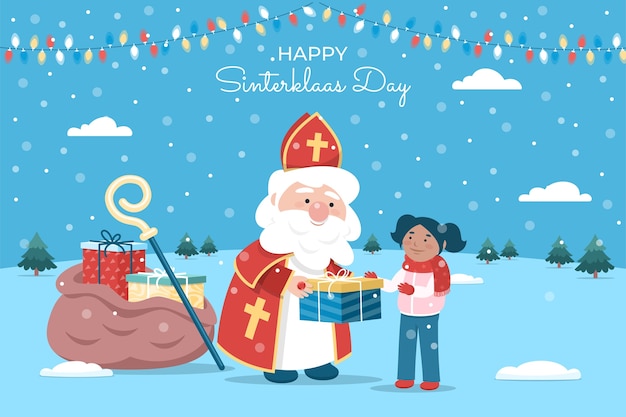 Gratis vector platte sinterklaasachtergrond