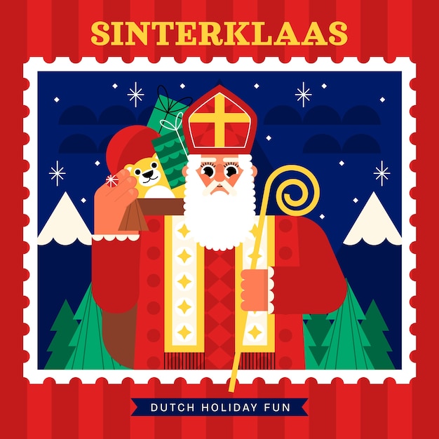 Platte sinterklaasillustratie