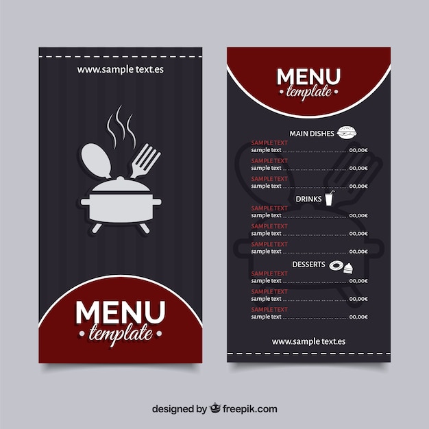 Gratis vector platte smal restaurant menusjabloon