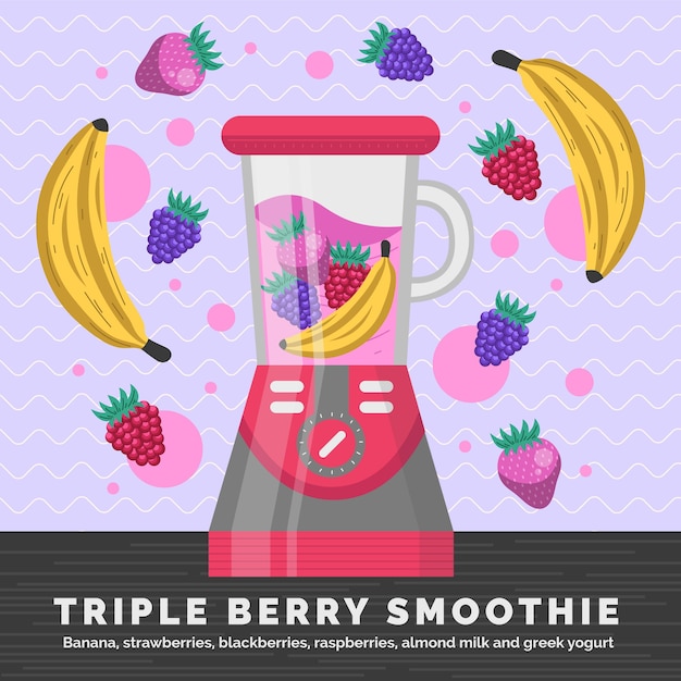 Gratis vector platte smoothies in blenderglas