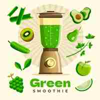 Gratis vector platte smoothies in blenderglas