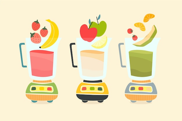 Gratis vector platte smoothies in blenderglas