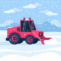 Gratis vector platte sneeuwploeg illustratie