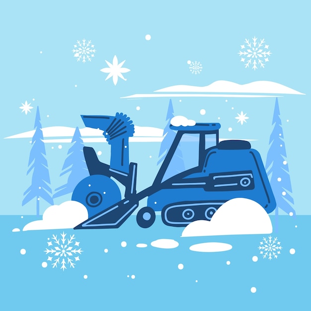 Gratis vector platte sneeuwploeg illustratie