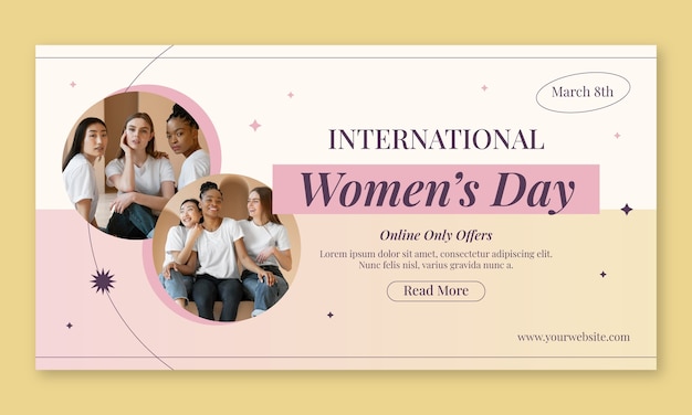Gratis vector platte social media promo-sjabloon voor de viering van de dag van de vrouw